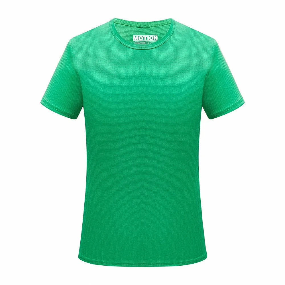 Men quick dry slim fit t-shirt in solid colour, round neck, short sleeves for running and gym training
