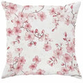 Square short velvet cushion cover with cherry blossom and letter print, 45cm, shown in one of four available colours.