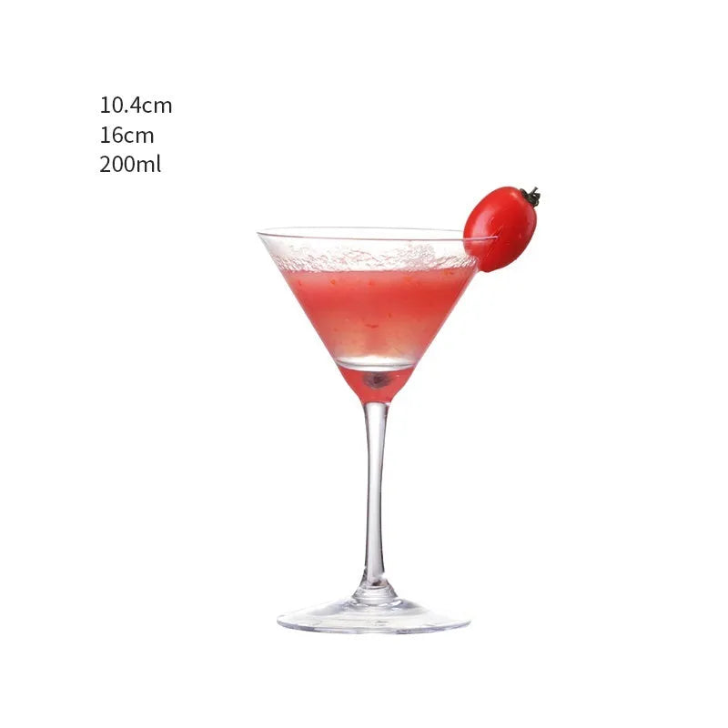 Transparent lead-free glass cocktail glass with seamless flat base and satin-board wall design
