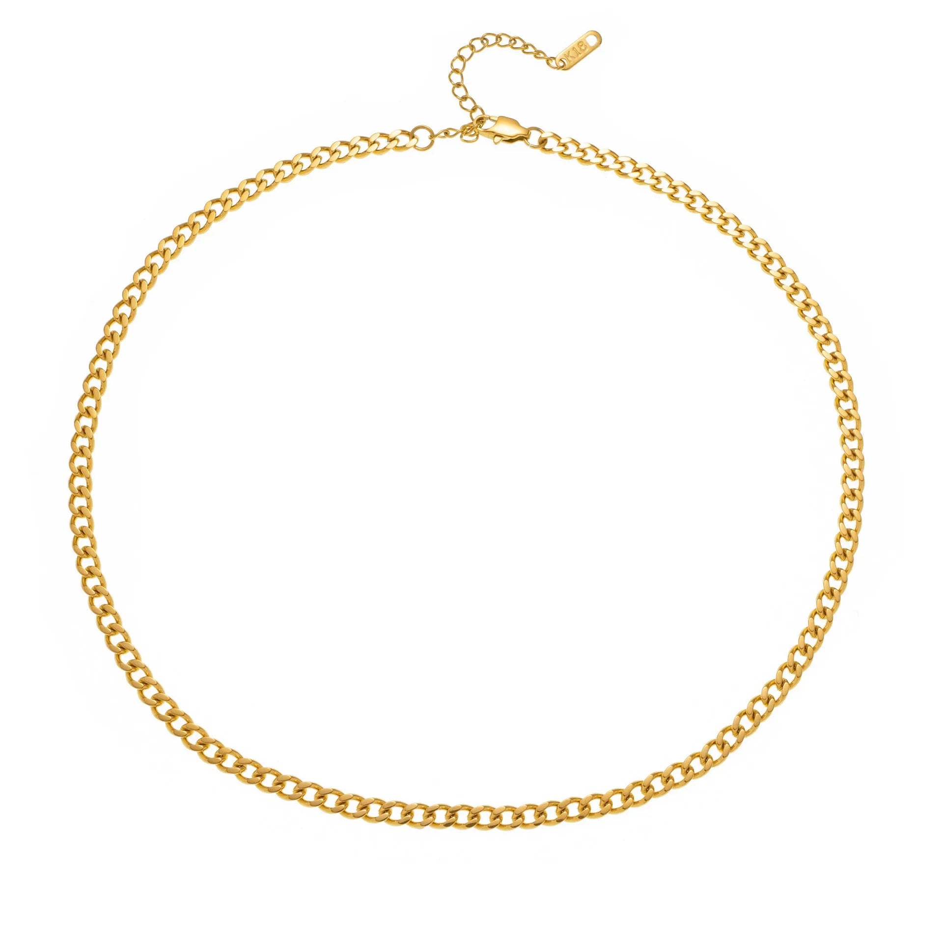 Gold electroplated titanium steel necklace with the letter 'A' pendant on a 40.5cm chain.