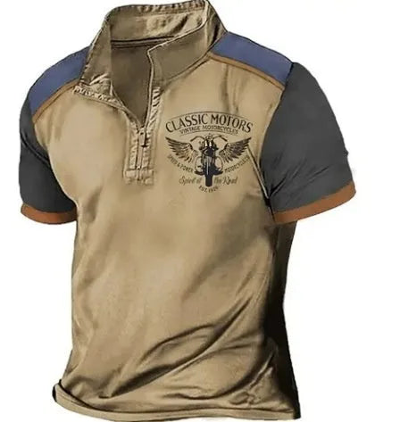 Golf polo shirt with 3D printed design in loose fit pullover style