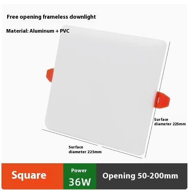 Adjustable hole ultra-thin aluminium LED panel light in circle and square shapes