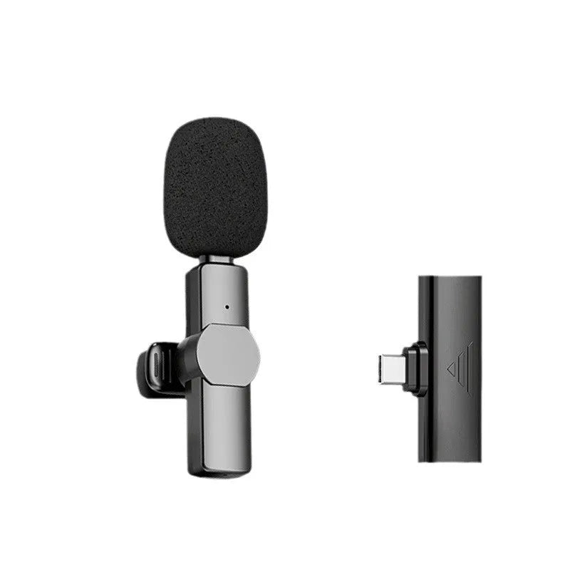 Wireless neckline clip microphone with foam sponge head for interviews and live streaming
