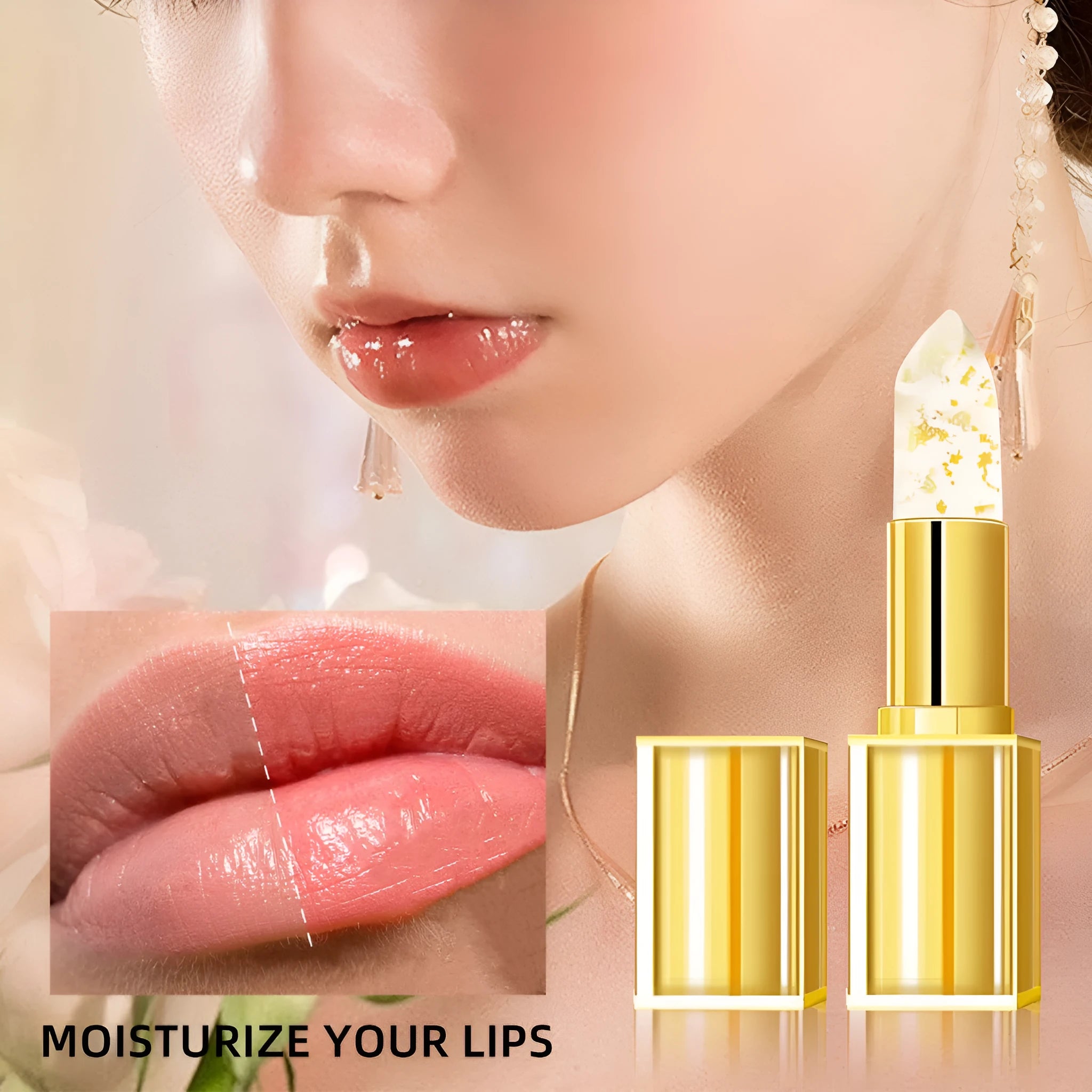 A tube of warm colour-changing anti-smudge lipstick, shade YB1001.