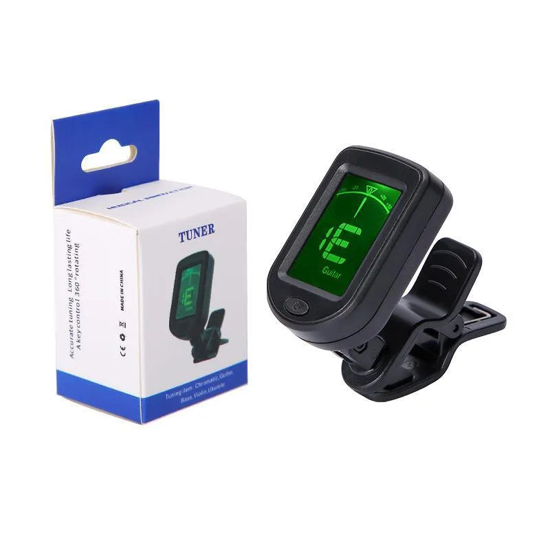 Automatic clip-on multi-function tuner for guitar and other string instruments in CG-01 colour