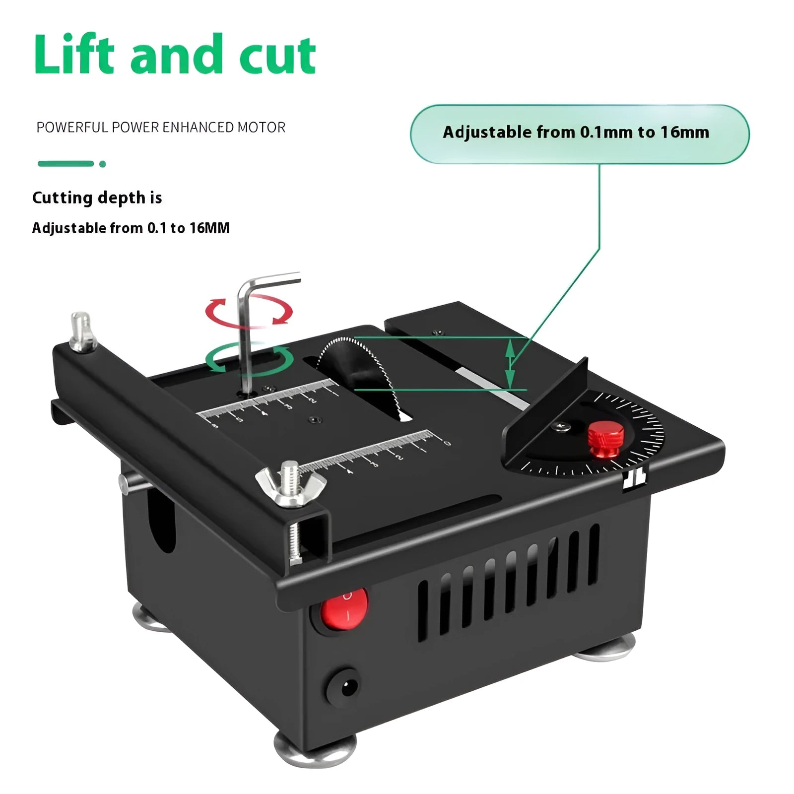 Lithium-ion battery-powered desktop mini saw with five angle grinder attachments