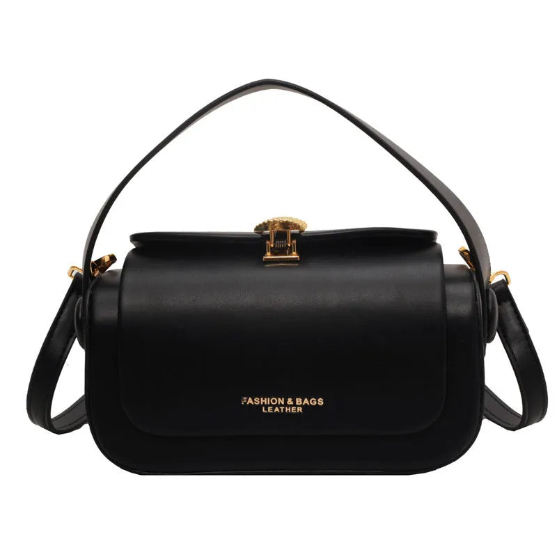 Women's personalised PU leather shoulder messenger bag with letter pattern and stitching design