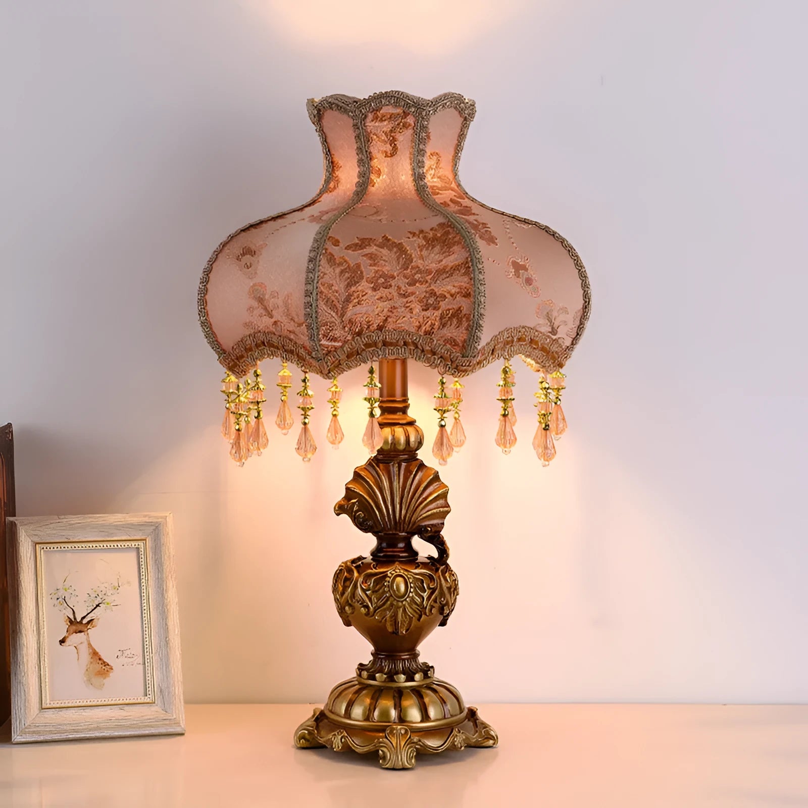 European-style RETRO table lamp with button switch, 55cm height, for bedroom study or living room