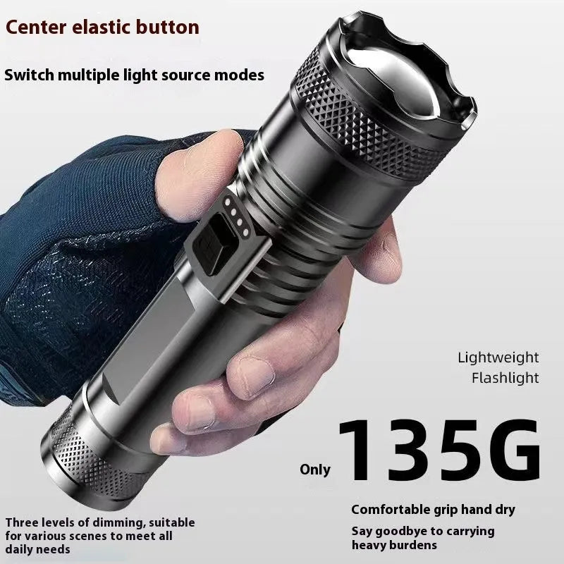 Power torch portable rechargeable super bright outdoor telescopic zoom searchlight with 2200LM output