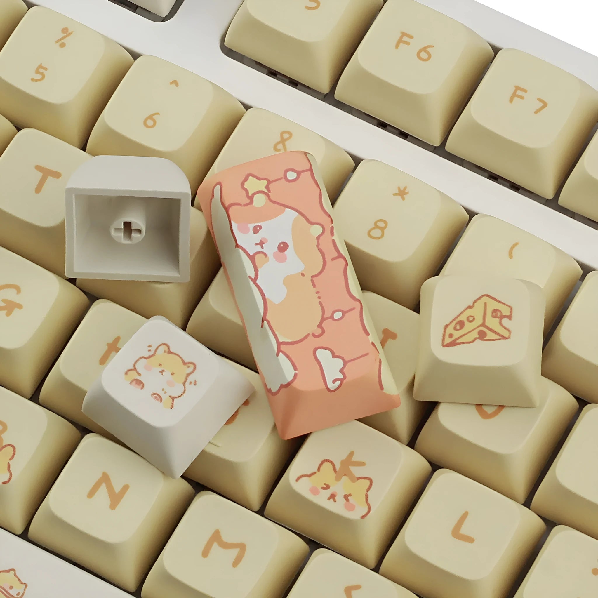 Mouse Grey and Yellow XDA profile plastic keycap set for 68% to 100% mechanical keyboards.