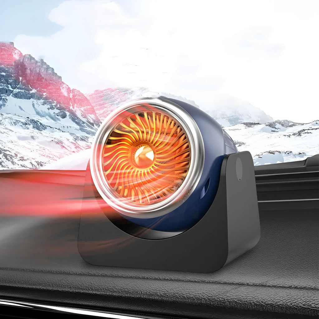 12v car heating fan for windscreen defrosting in navy blue colour with cigarette lighter plug