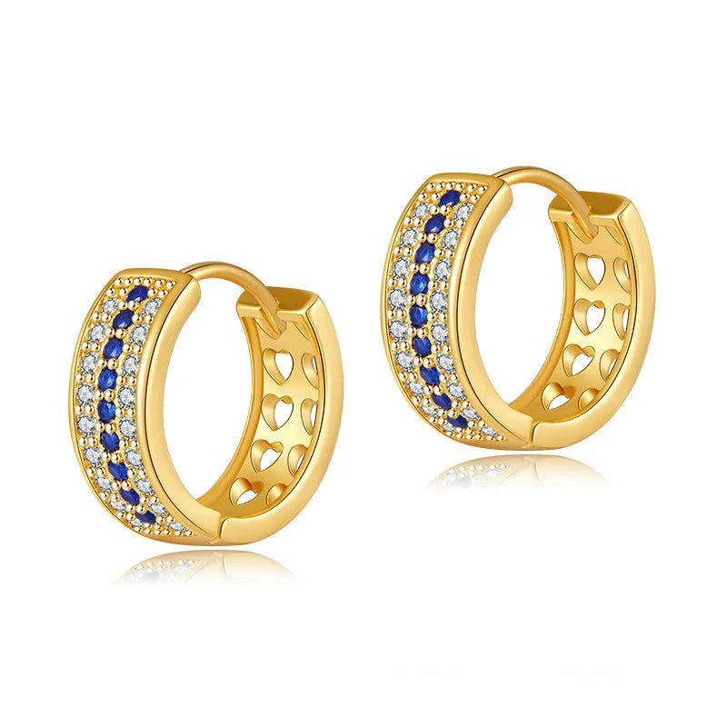 Women's geometric round copper earrings with 18K electroplated finish in KE1268 colour