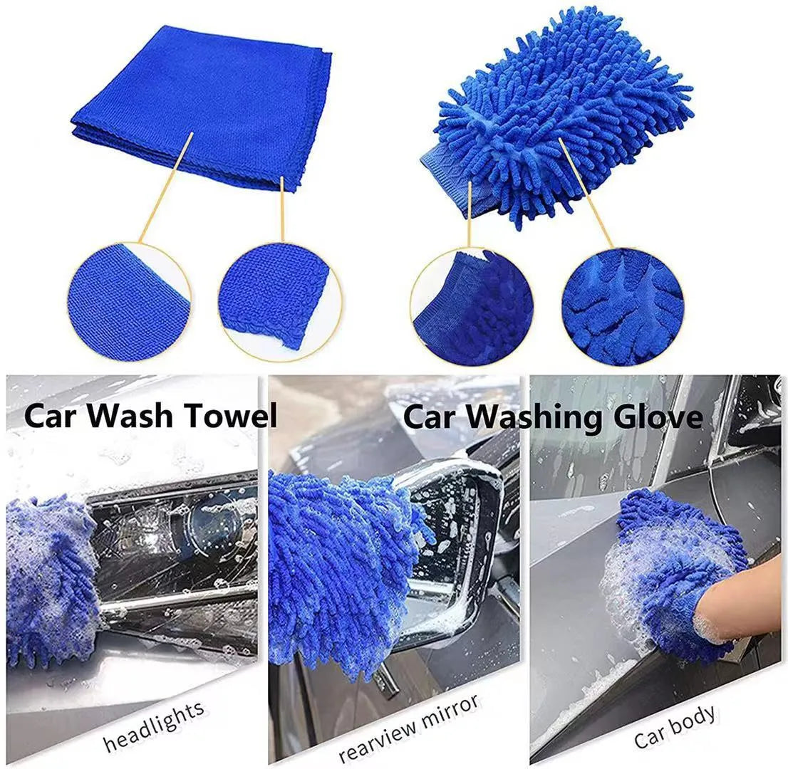 26-piece car wash brush set with tyre cleaning brushes and PP plastic handles.