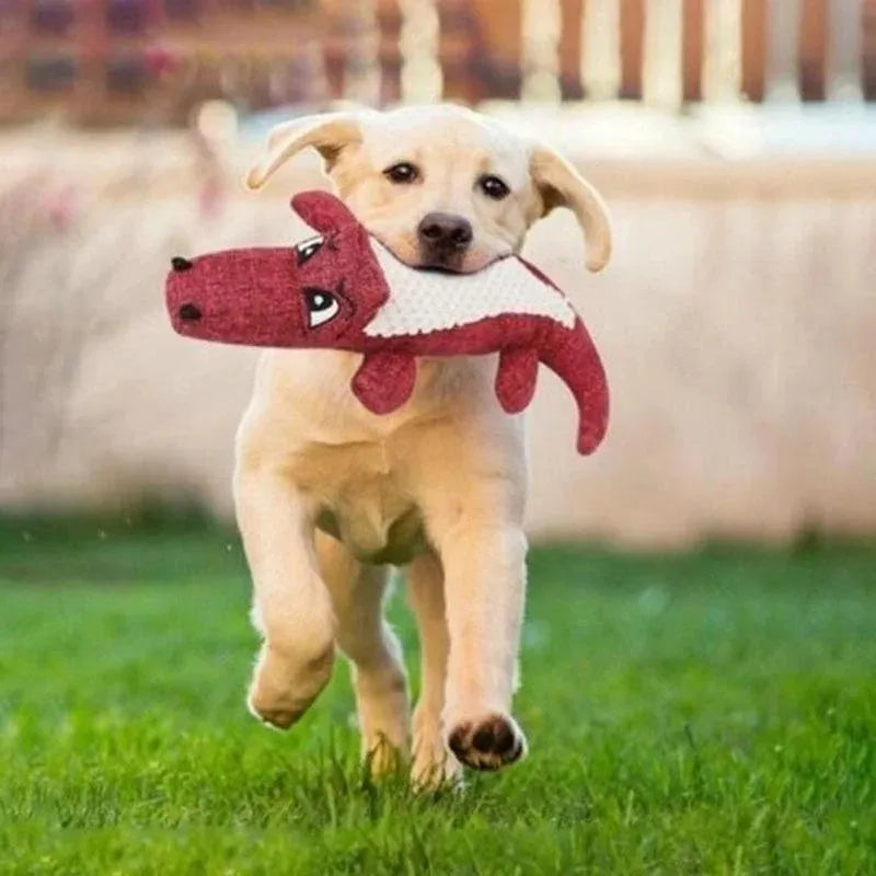 Pet plush toy with corn grid texture and biting sound feature in blue, green, or red colours for cats and dogs