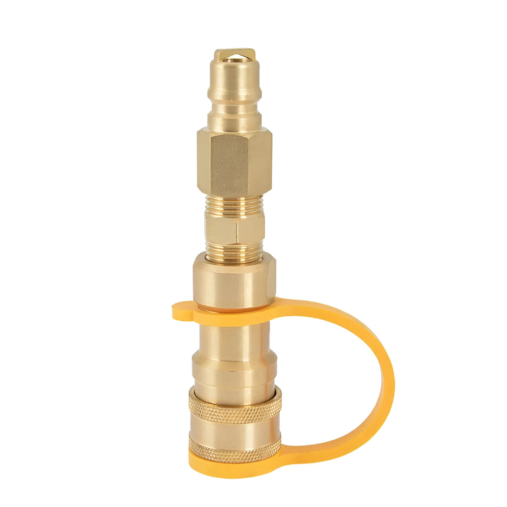 Gold brass 3/8 gas propane tank conversion charging connector with American Standard thread