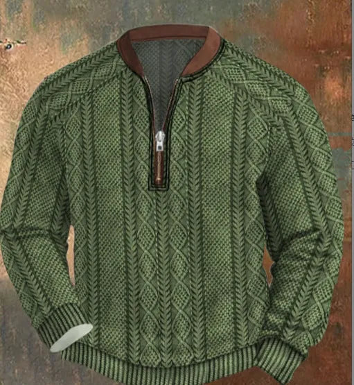 Men's casual checkered printed half zip hoodie in loose fit, polyester street style top