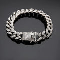 Cuban bracelet diamond link chain unisex hiphop jewellery alloy 21cm gold silver