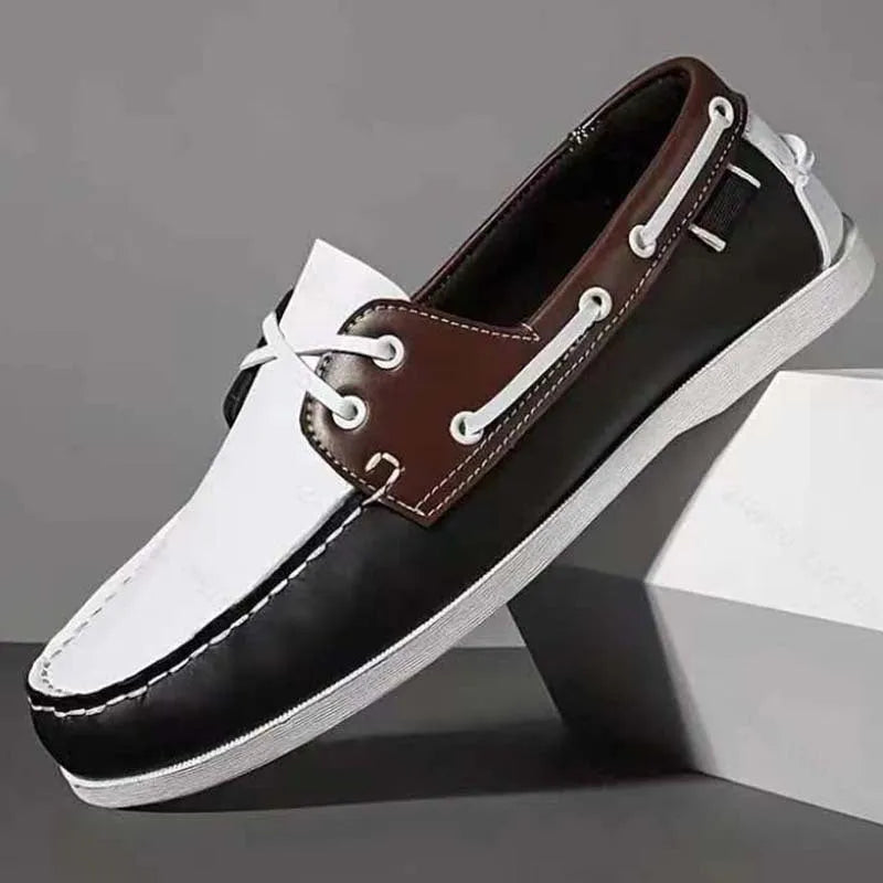 Men's British style casual shoes in artificial PU with flat heel and round toe