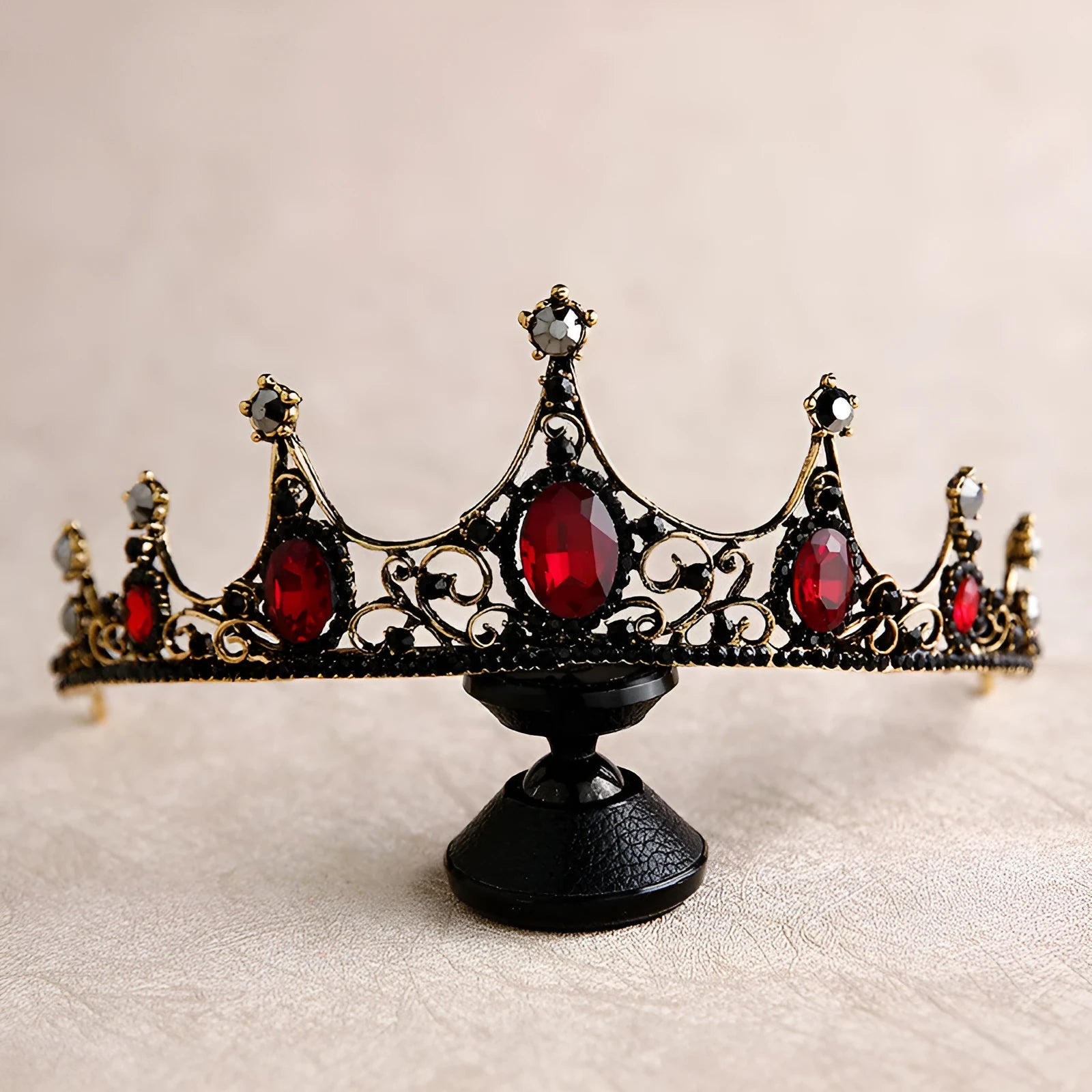 Baroque black alloy crown bridal headdress with electroplating 14x5x23cm