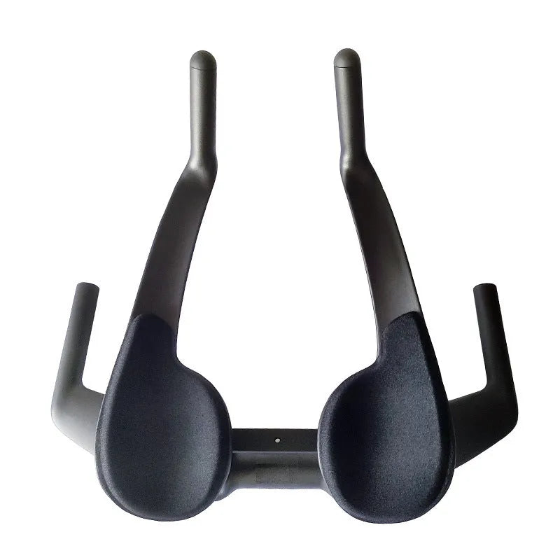Black carbon fibre bicycle TT handlebars showing 10 and 15 degree angle options.