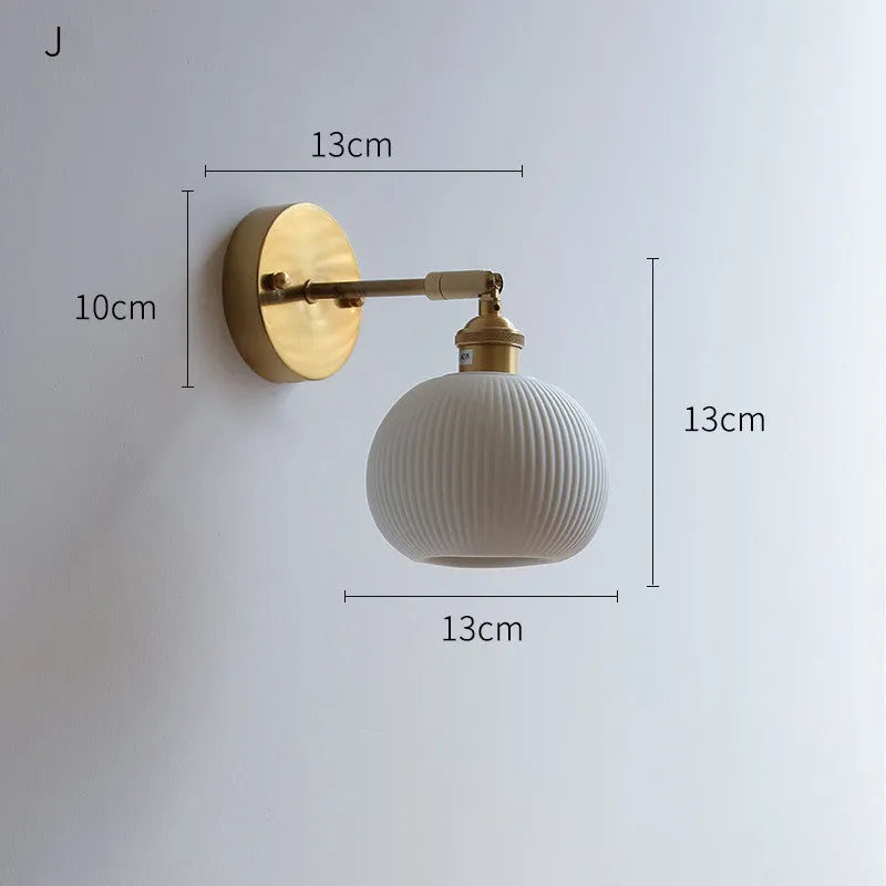 Nordic ceramic shade bedside reading lamp with copper iron body for study or bay window use