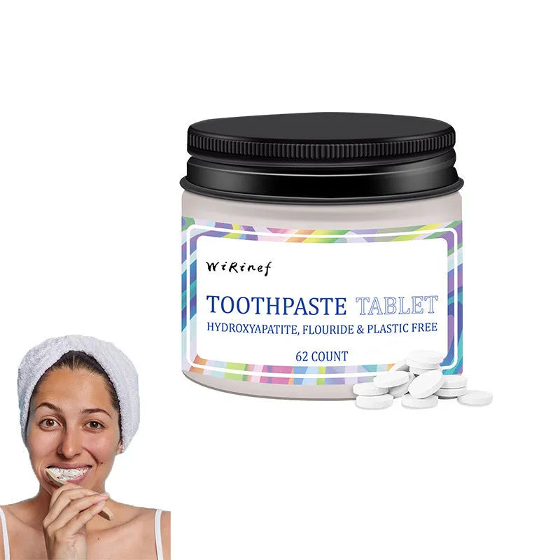 TP19 solid toothpaste tablets in a pack of 62 pieces for portable oral hygiene.