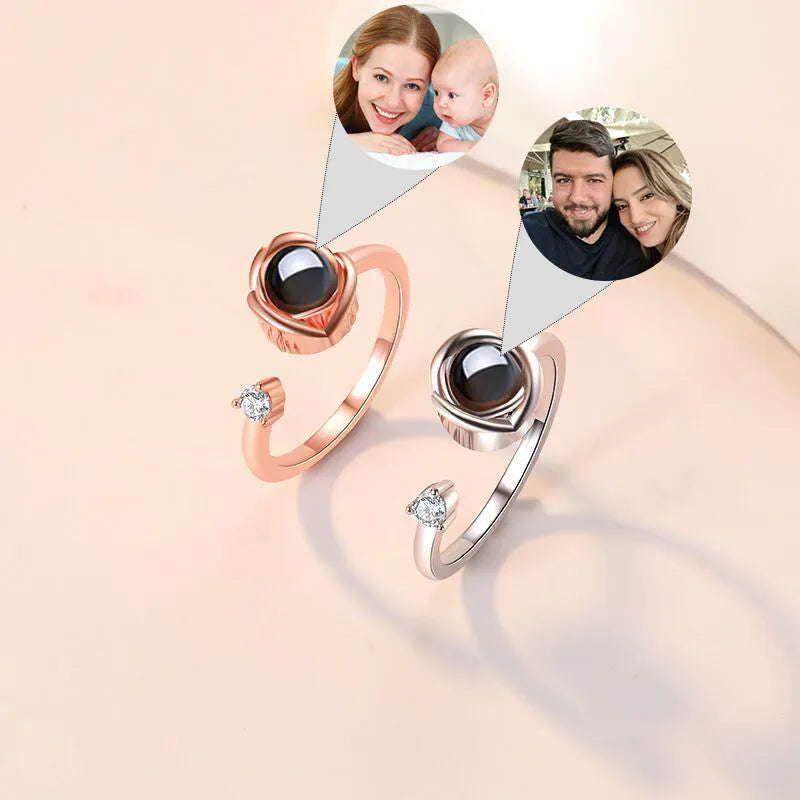 Pair of adjustable copper couple rings with electroplated rose gold and platinum finishes