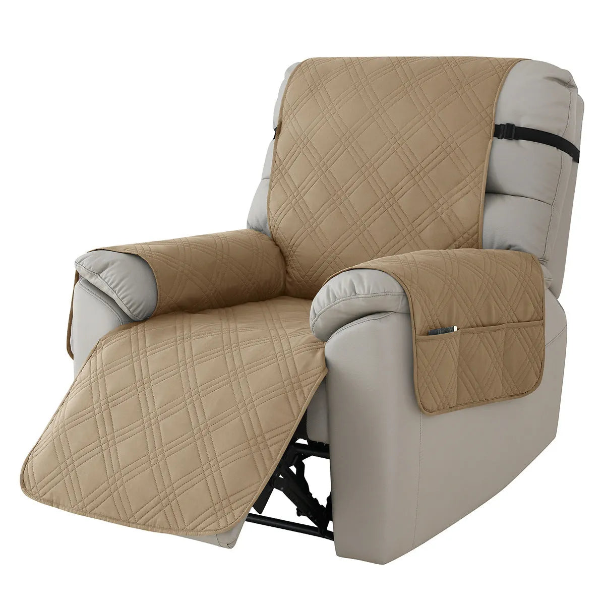 Quilted waterproof sofa cover for Chivas massage chair in burgundy colour, American country style