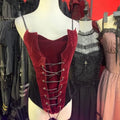 Red Gothic waist-cinching slimming camisole solid colour round neck short sleeve vest top for women
