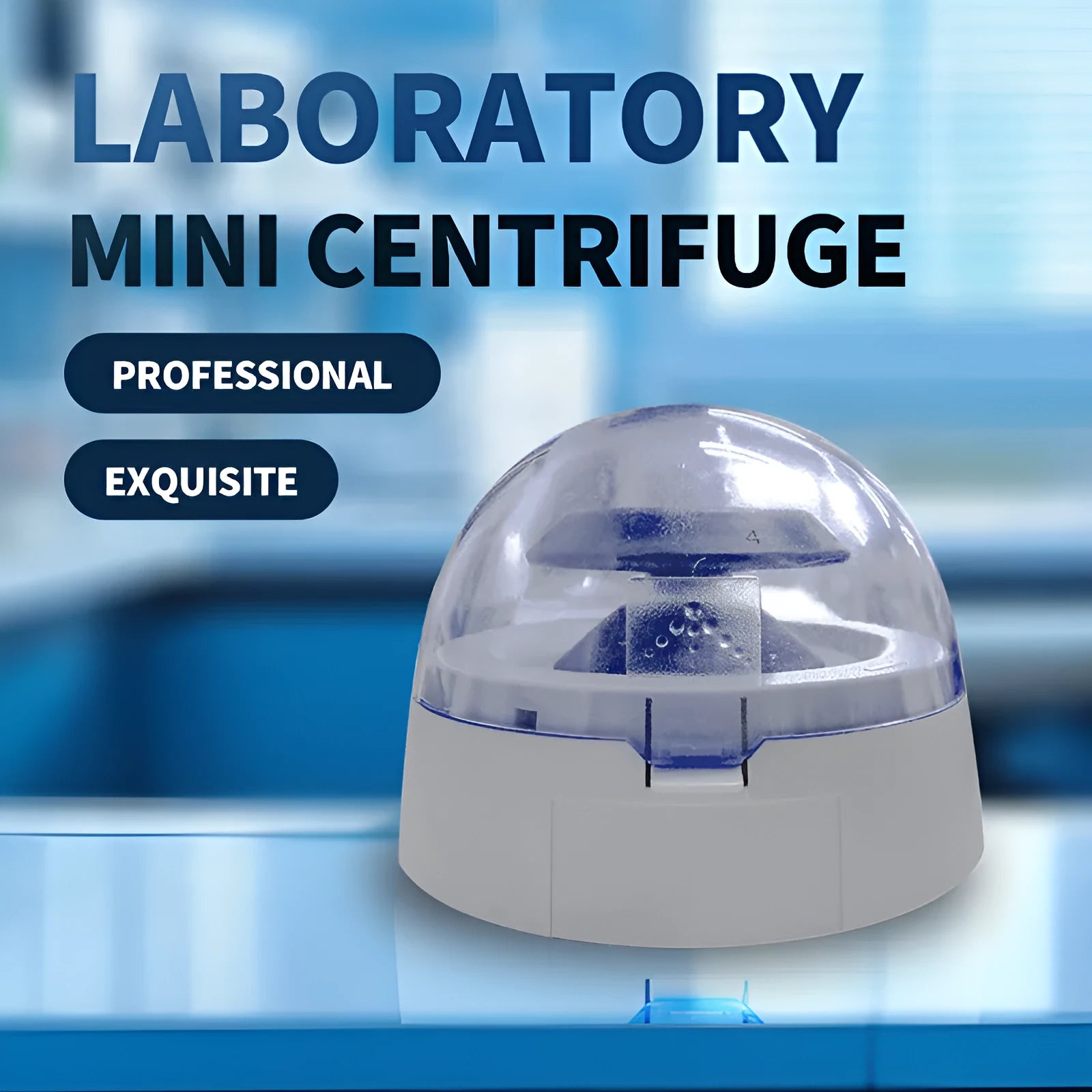 Compact laboratory mini centrifuge measuring 157x170x120mm with 7000 RPM maximum speed