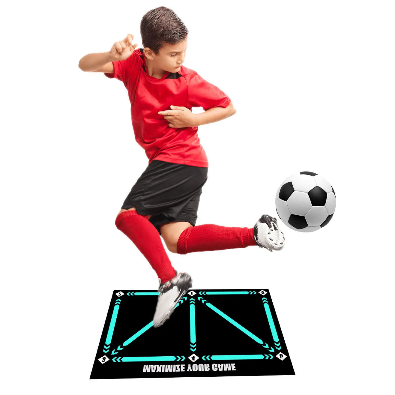Cushion coloured rubber football training mat for indoor skill practice