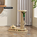 Solid wood cat scratching post with a central rotating turntable, shown in a natural wood finish.