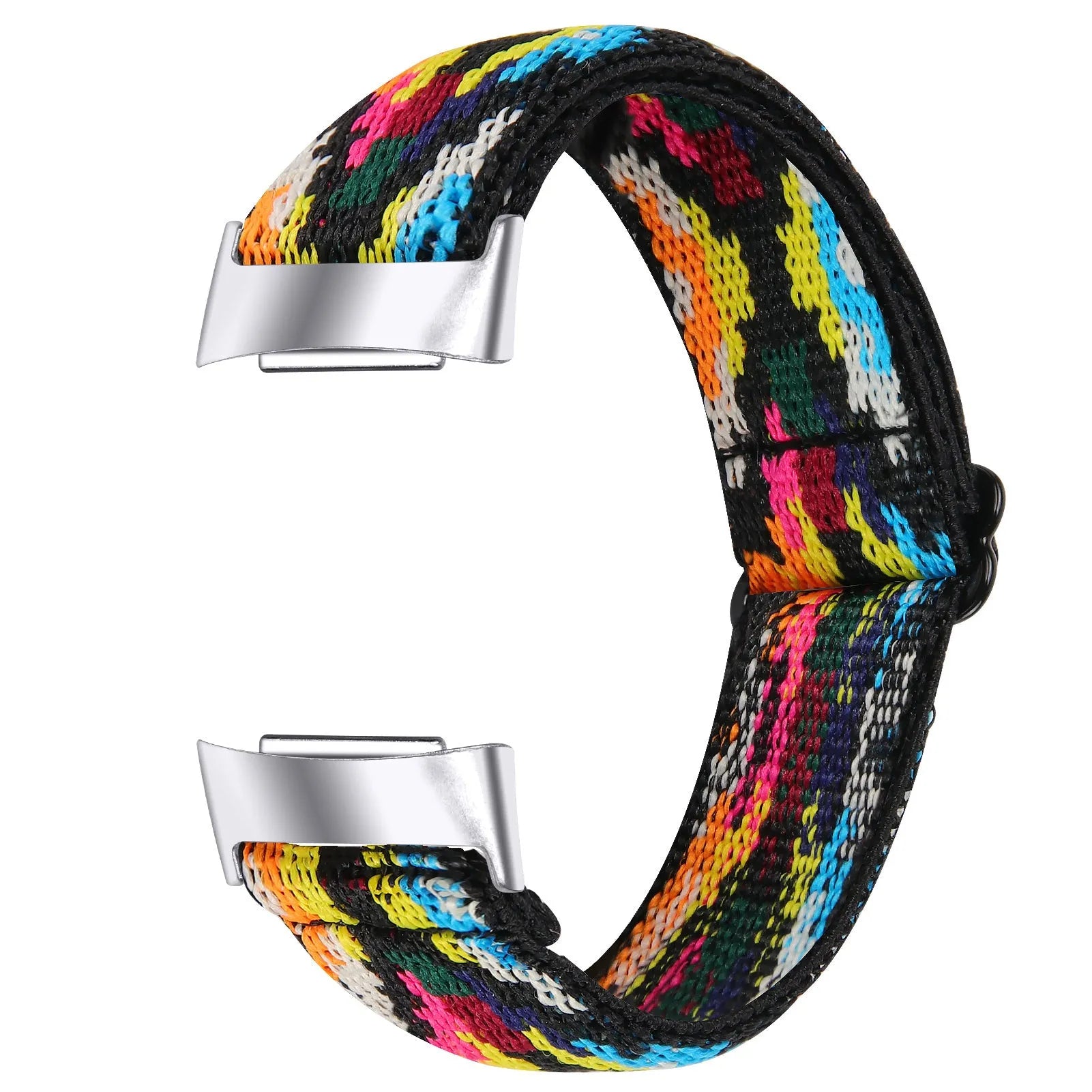 Printed elastic replacement strap for Fitbit Charge 6 watch in adjustable design with colourful patterns