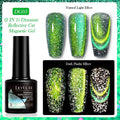 Cat eye series gel nail polish bottles showing six colour variations with diamond glitter fragments