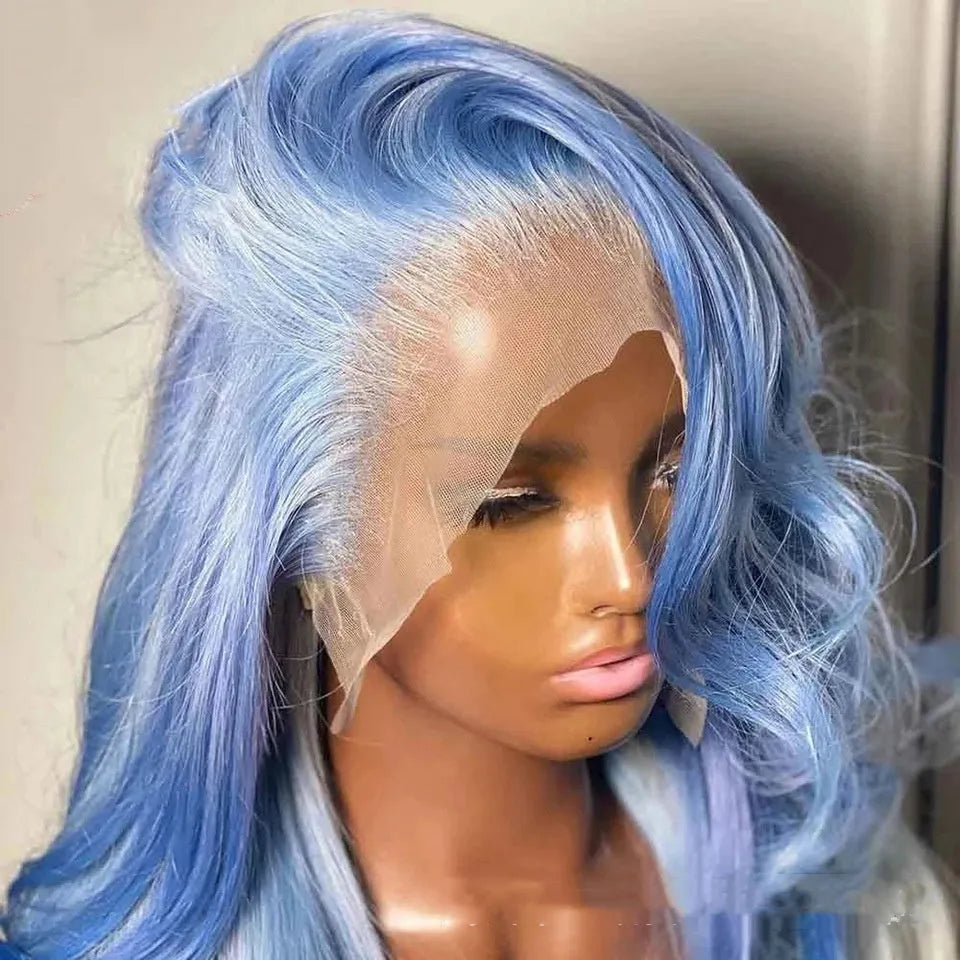 Body wave human hair lace front wig showing 13x4 construction and medium long length