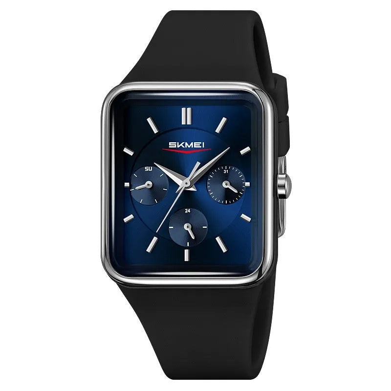 Square silicone waterproof watch for girls in multiple colour options on a wrist.