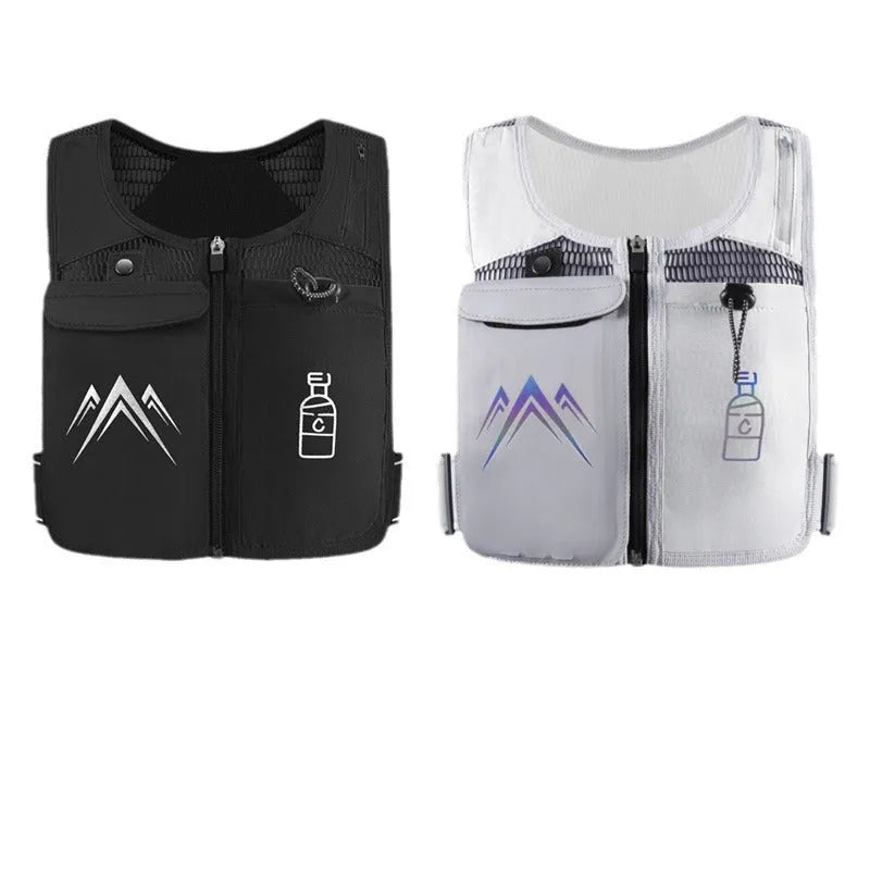 Breathable mesh running vest with mobile phone compartment in classic black colour