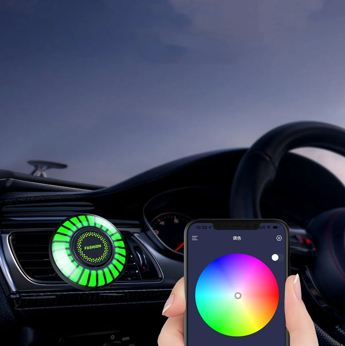 3D car air vent atmosphere light with RGB lighting and aromatherapy diffuser