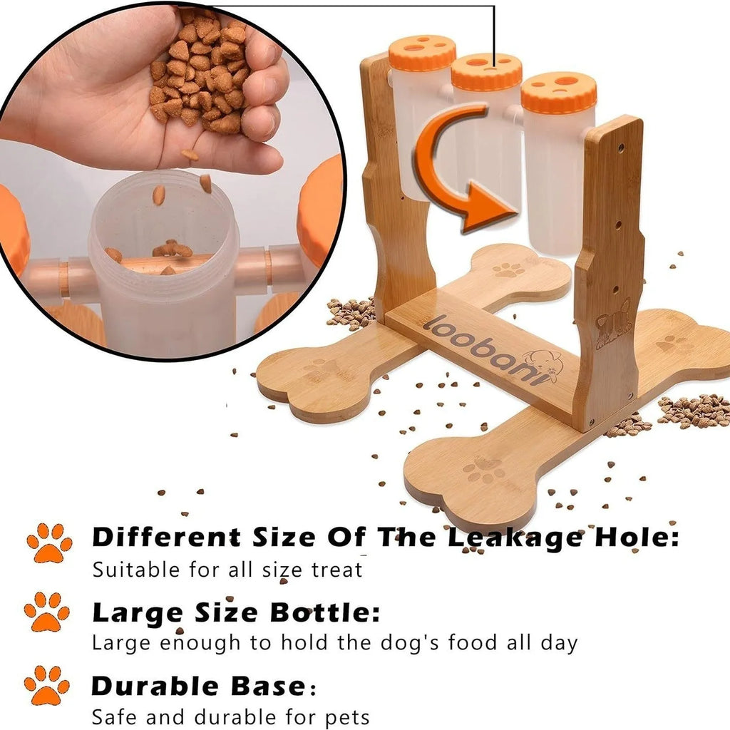 Wood colour 31x30x20cm wooden dog puzzle toy with treat dispensing compartments