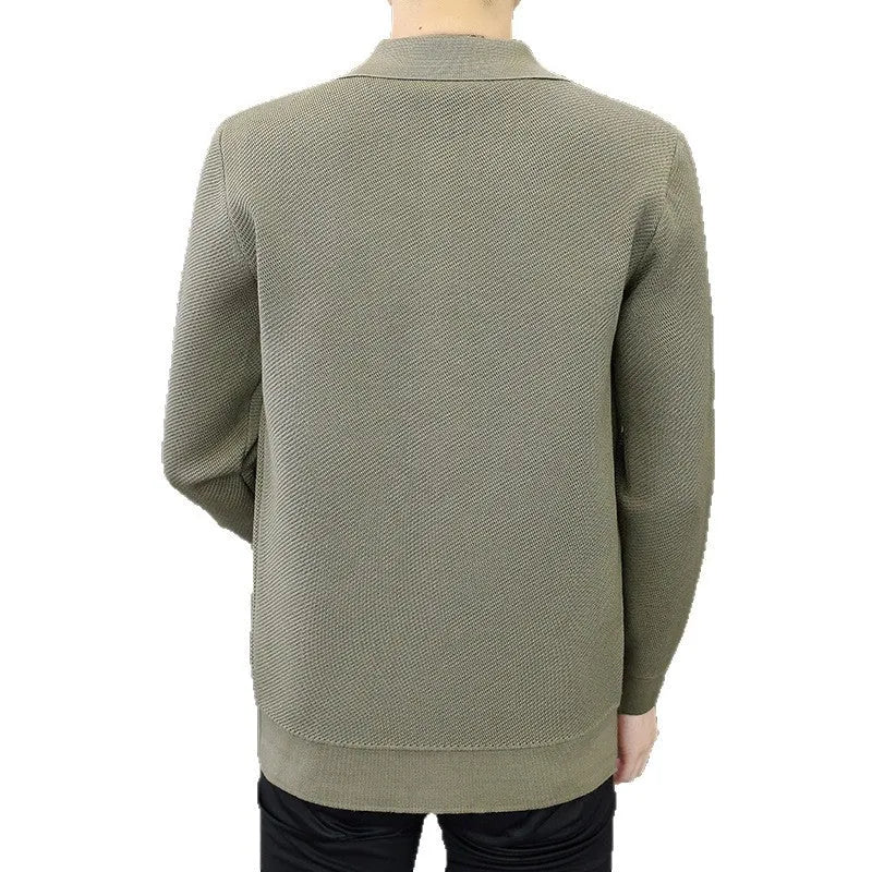 Fashion lapel sweater casual cardigan for youth in gray, black, khaki, loose fit, sizes 165 to 190