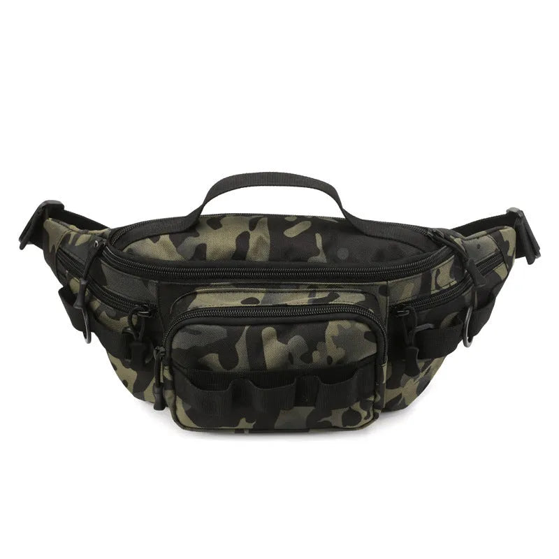 New waist bag men's multi-functional crossbody waterproof backpack outdoor sports solid colour polyester