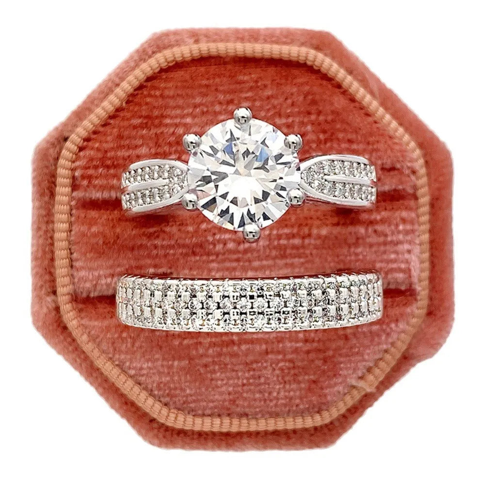 White gold geometric wedding ring bracelet with round elements on hand