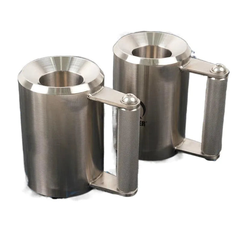 Silver 8kg cast iron dumbbell cup with stainless steel collars for weight plate compatibility
