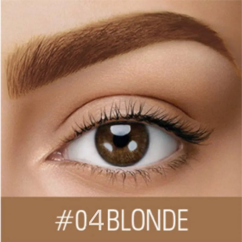 Waterproof quick-drying eyebrow cream in dark grey and golden yellow shades for brow definition.
