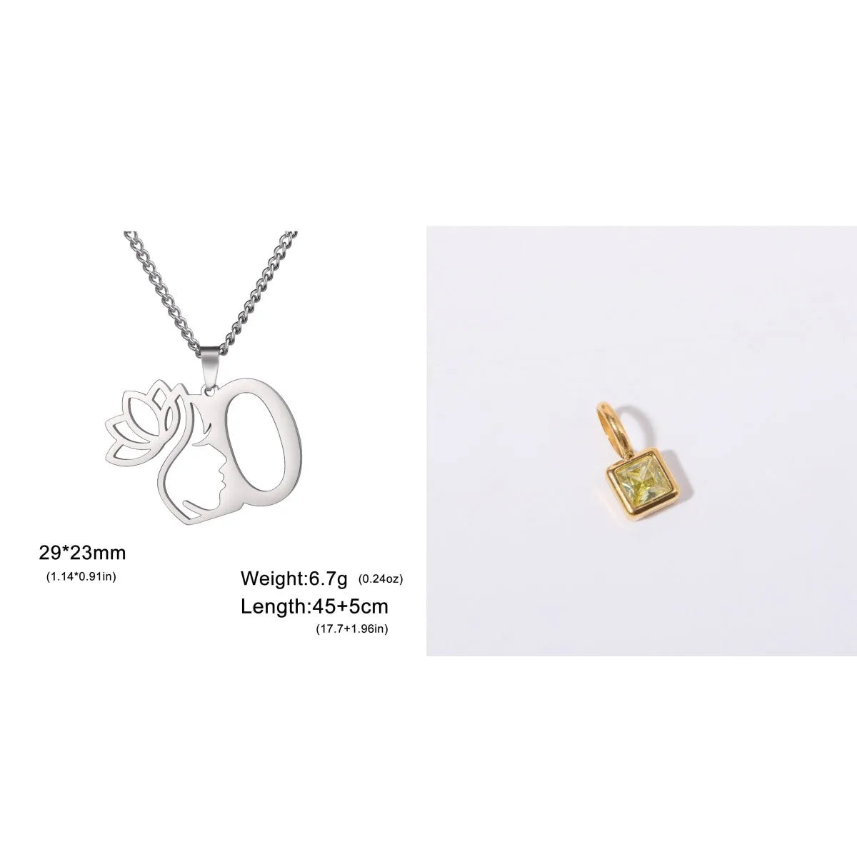 Stainless steel necklace with letter pendant on cross chain in gold or silver electroplated finish