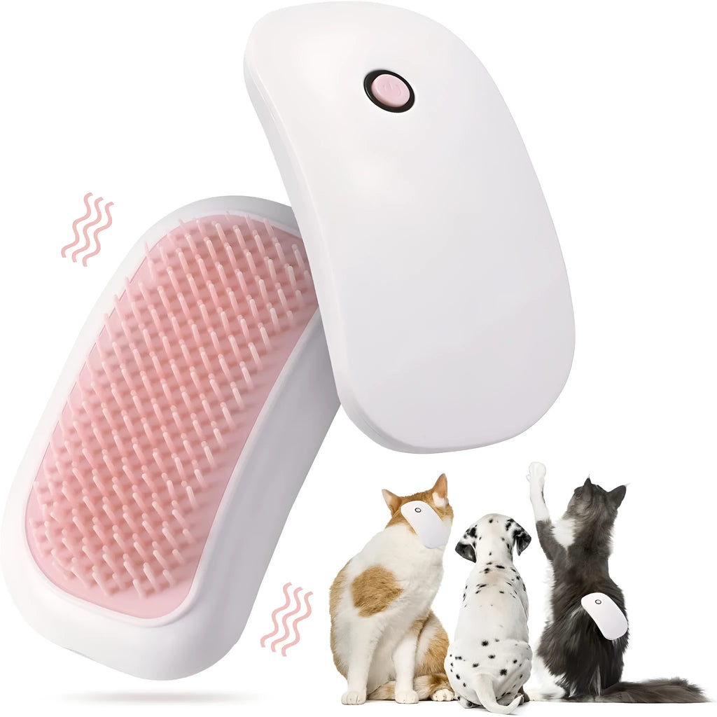 Light pink and white handheld electric pet massage brush with TPE teeth