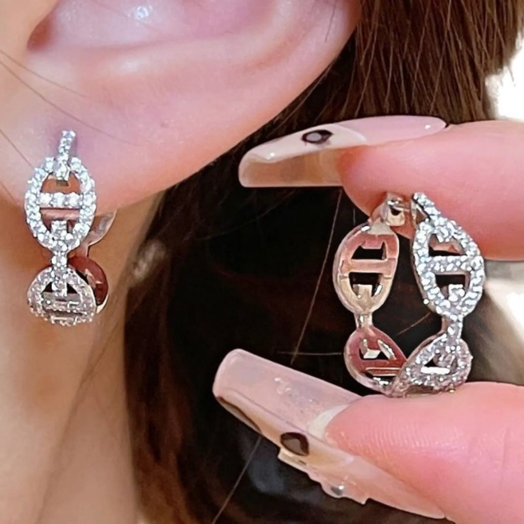 Electroplated copper diamond pattern earrings available in silver, gold, and rose gold thick plating