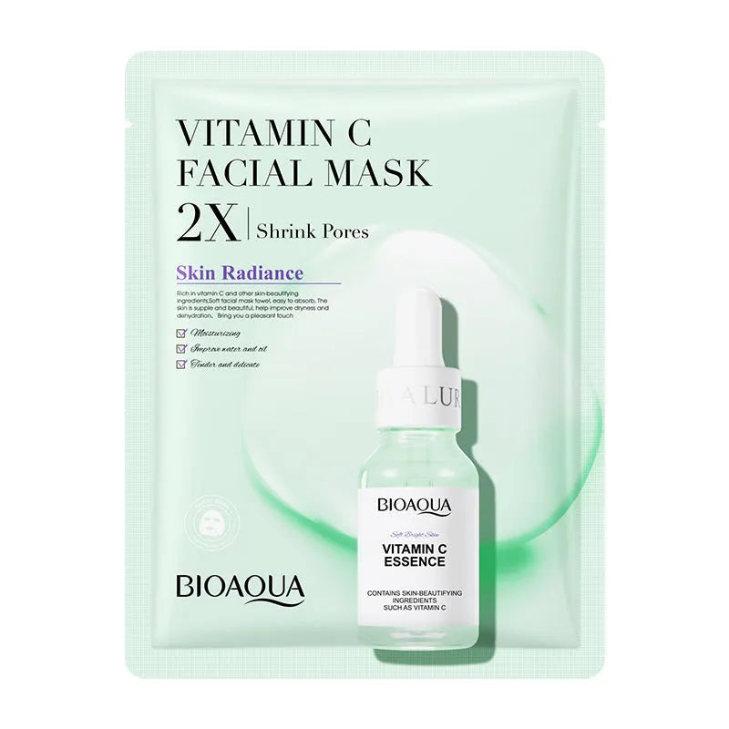 Single sheet of a white collagen face mask and a multi-pack box of 30g facial sheet masks.