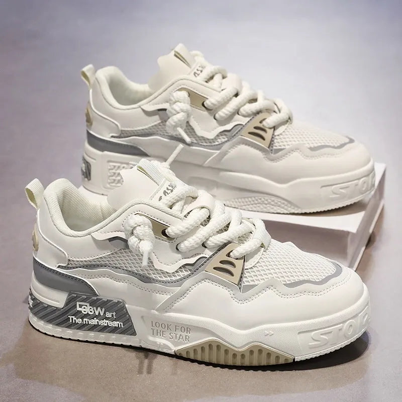 Men's low-top white board shoes with soft rubber sole in multiple colour options