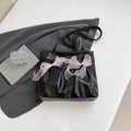 College style bow tote bag in black or pink with large capacity and internal zipper compartment